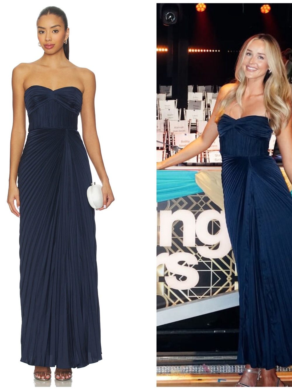 NWT AMUR Joyceanne Sweetheart Gown Strapless Pleated Gown in Deep Indigo Size 6